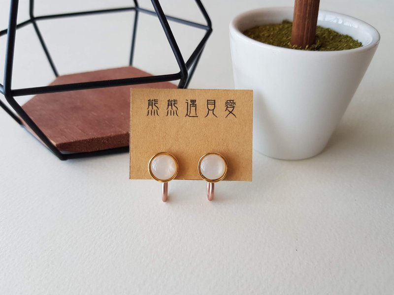 【圓貝殼】貼耳耳夾、無痛夾式、耳夾限定 - 耳環/耳夾 - 其他材質 