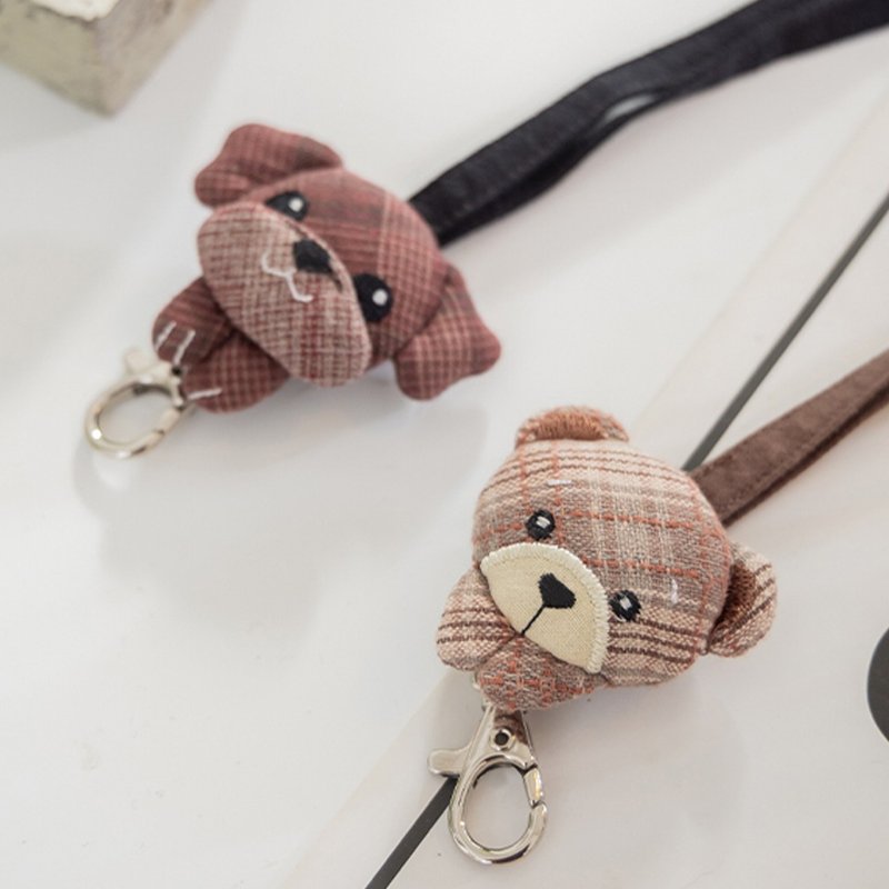 silly Bear Red VIP first dyed cloth three-dimensional shape neck rope/mobile phone lanyard [270097.270098] - เชือก/สายคล้อง - ผ้าฝ้าย/ผ้าลินิน สีกากี