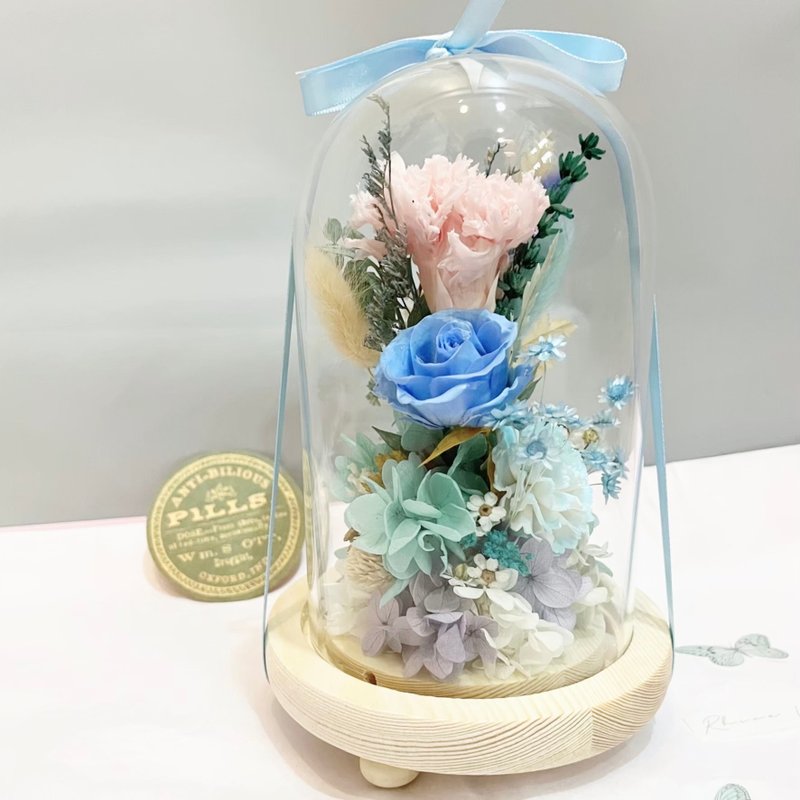 Thank you for accompanying me all the way - eternal carnation, dried flower glas - ช่อดอกไม้แห้ง - พืช/ดอกไม้ สีน้ำเงิน