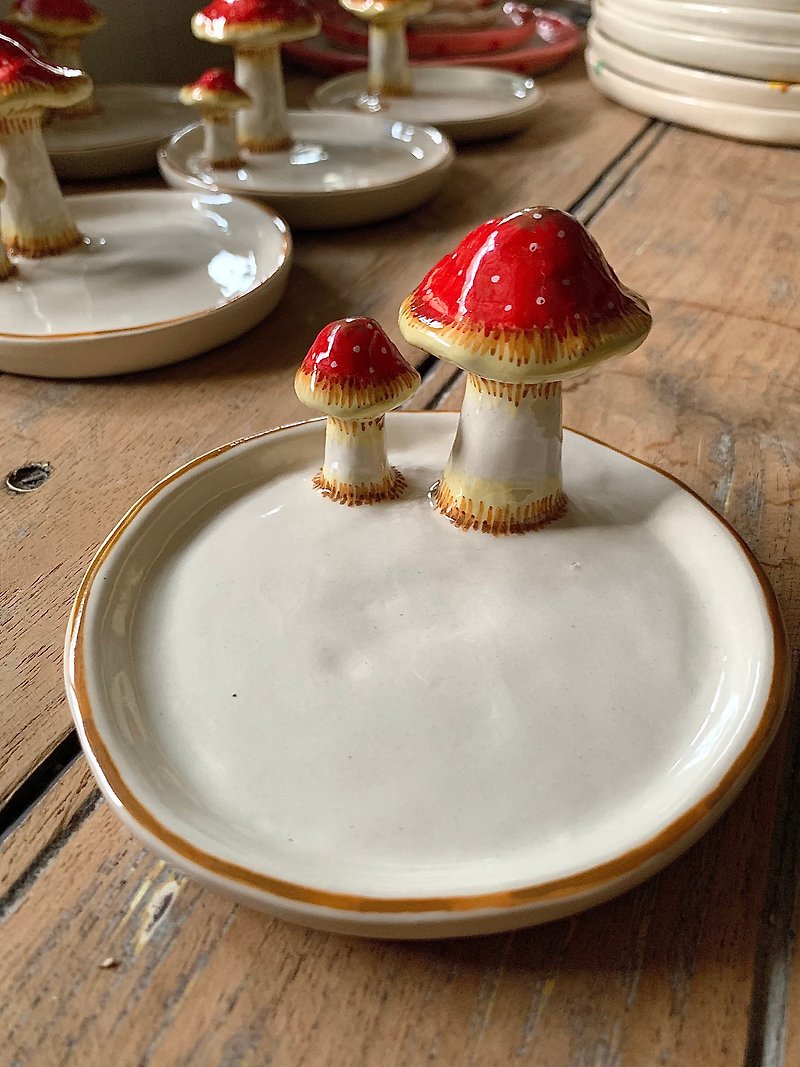 Mushroom Plate 07 - Pottery & Ceramics - Pottery Red