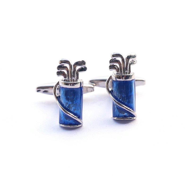 高爾夫球袋 Golf bag Cufflinks Blue, Red and Yellow - Cuff Links - Other Materials Red