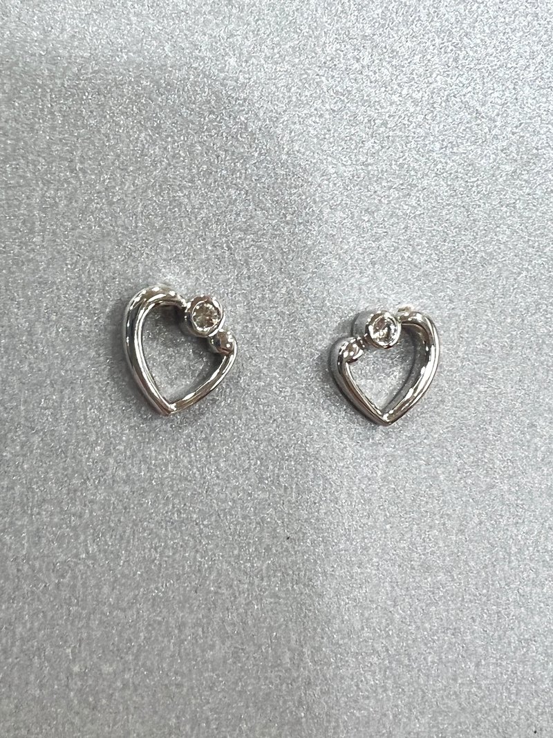 天然鑽石K金耳環 心型 南非鑽石 14K K585 - 耳環/耳夾 - 鑽石 