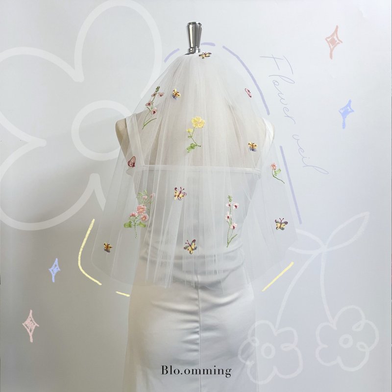 Flower field  : mini veil - 髮夾/髮圈 - 繡線 