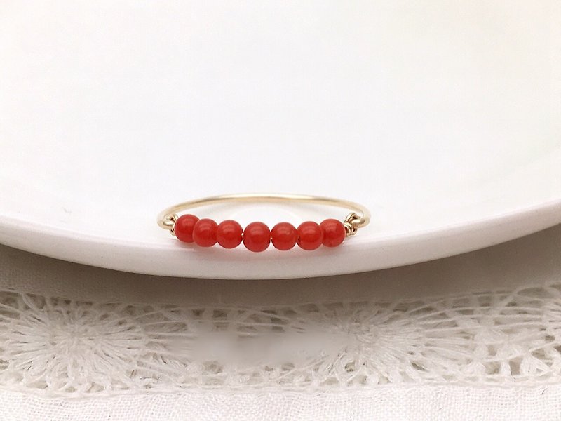Mediterranean red coral wire ring small - General Rings - Gemstone Red