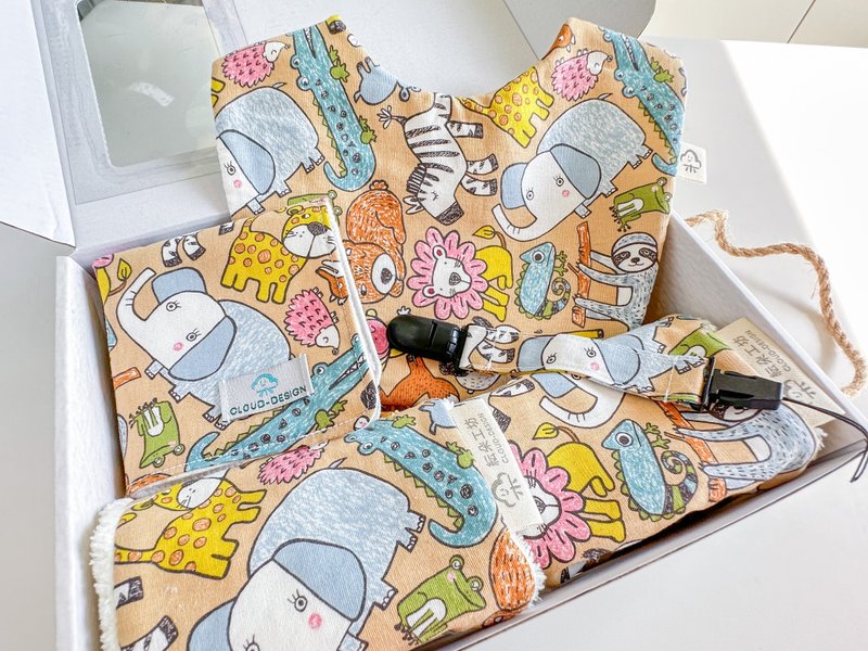 手繪樂園 彌月禮盒組 - 彌月禮盒 - 棉．麻 咖啡色