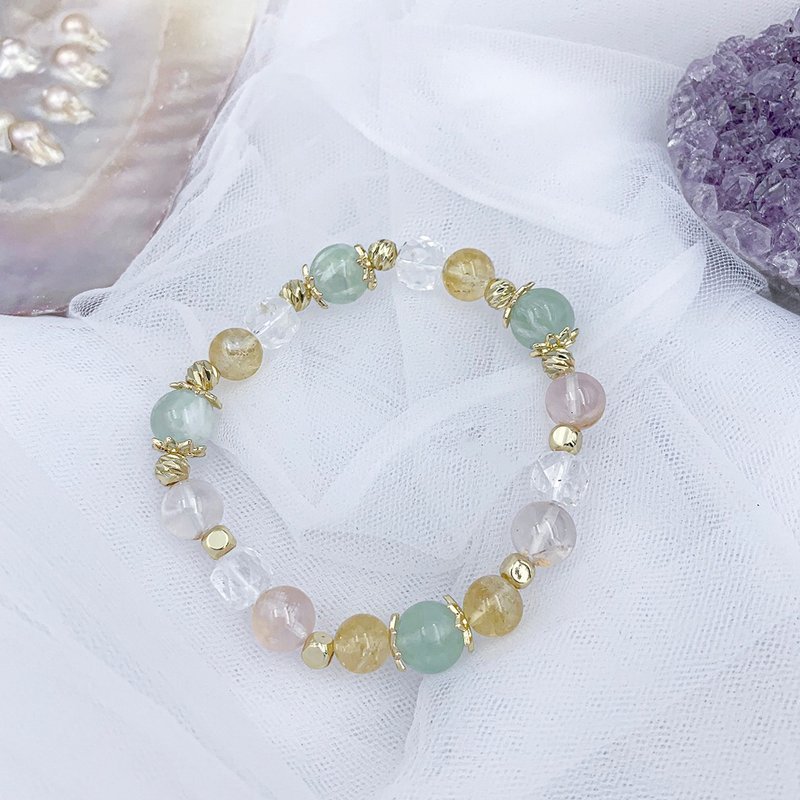 Stop being tipsy/ Feather Stone Snowflake Ghost Citrine White Crystal Bracelet - Bracelets - Other Materials Multicolor