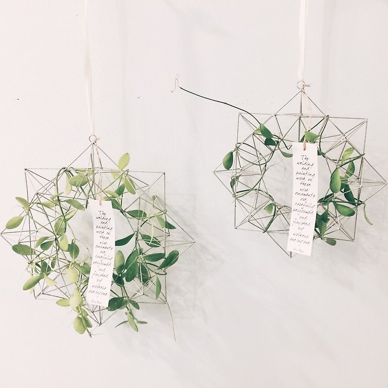 Light Wreath | Geometric Metal Wreath + Vine | Wreath [M] - Items for Display - Plants & Flowers Green