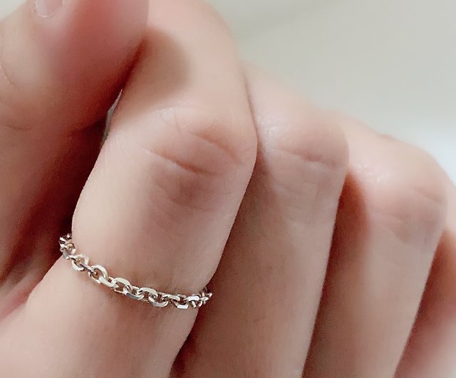 Opblazen Overgave je bent Sterling Silver Chain Ring-Heavy Chain Ring - Shop busymerci General Rings  - Pinkoi