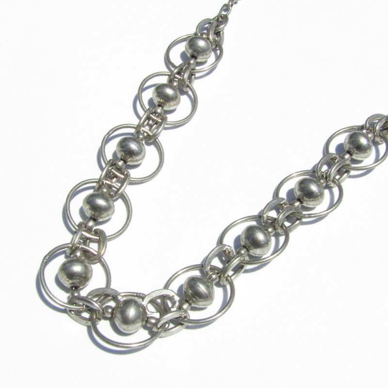 80s Vintage silver tone design chain necklace - 項鍊 - 其他金屬 銀色
