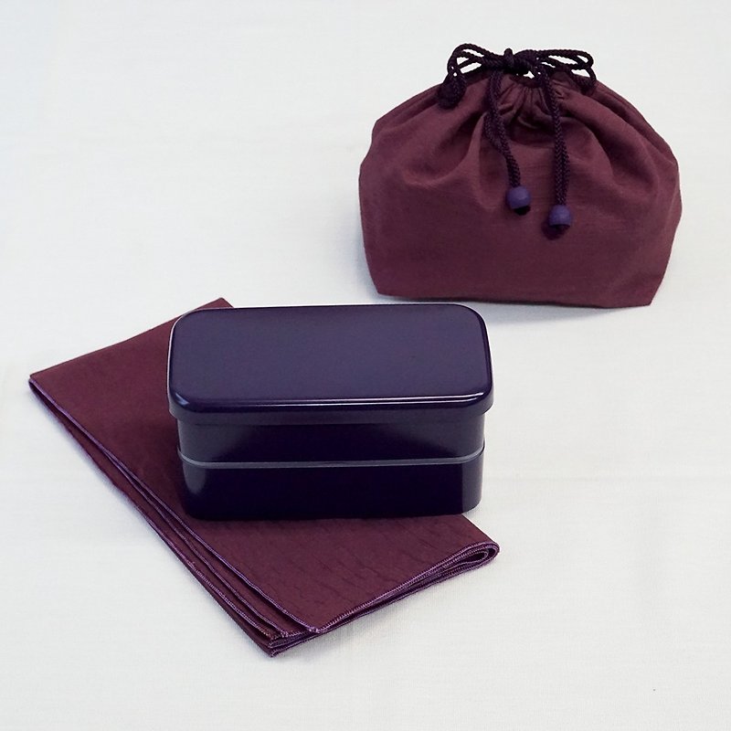 日本伝統色 Rectangular Lunchbox Drawstring Bag Napkin Set Bentobox Gift Japan - 弁当箱・ランチボックス - プラスチック ピンク
