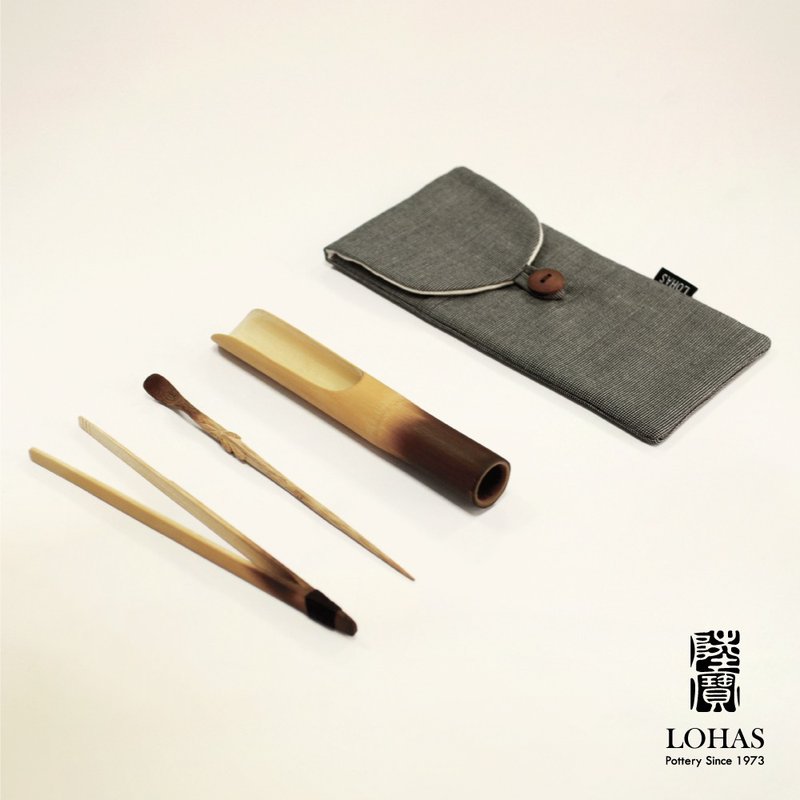 [LOHAS] Orchid Bamboo Tea Ceremony Tea Clamp Tea Pin Cloth Bag Tea Accessories - อื่นๆ - ไม้ไผ่ สีกากี