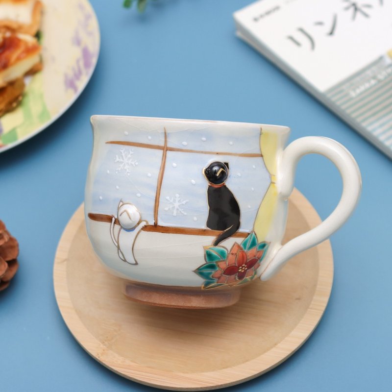 京燒立體馬克杯 - 窗邊貓 - 咖啡杯/馬克杯 - 陶 