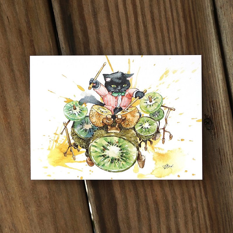 Cat's Fruit Orchestra Series Postcard Set-B (7 pieces) - Cards & Postcards - Paper Multicolor