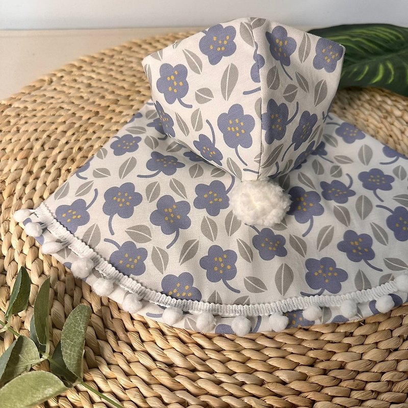 Kasuga Hailey Flower Ball Pet Thin Cape - Clothing & Accessories - Cotton & Hemp Blue