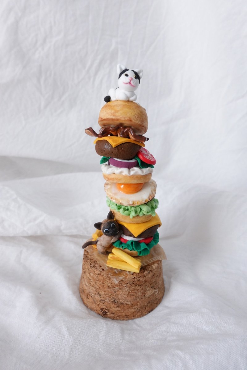 Hamburger & Cat - 擺飾/家飾品 - 黏土 多色
