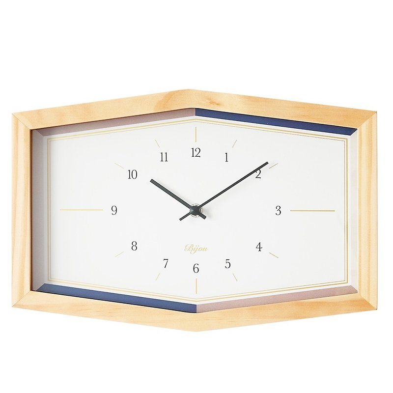 Bijou exquisite and elegant hexagonal wall clock-blue gray - นาฬิกา - ไม้ หลากหลายสี