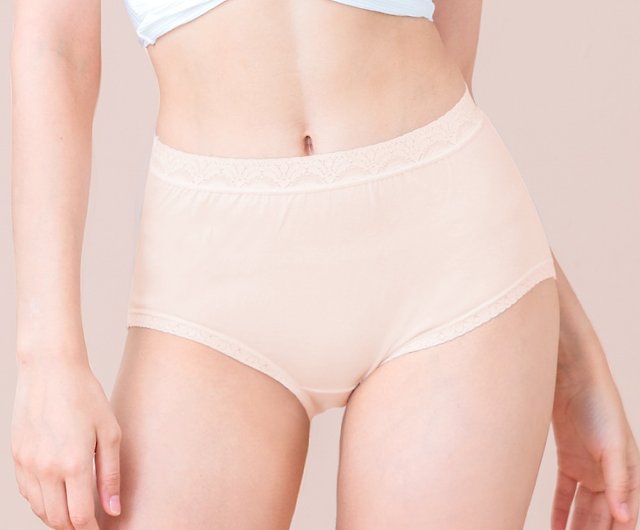 Clany MIT skin-friendly high waist breathable 95% cotton M-2XL panties  creamy skin 2195-11 - Shop missclany Women's Underwear - Pinkoi