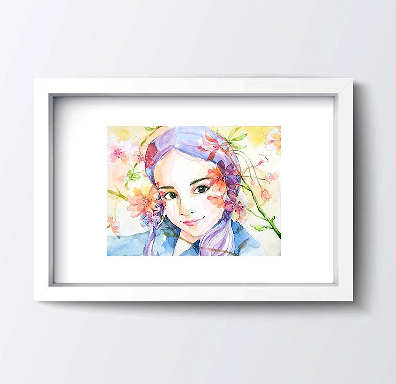 Tabby Sheep - Lucky Girl - Pure Hand Painted Watercolor Original / Limited Edition - Posters - Paper White