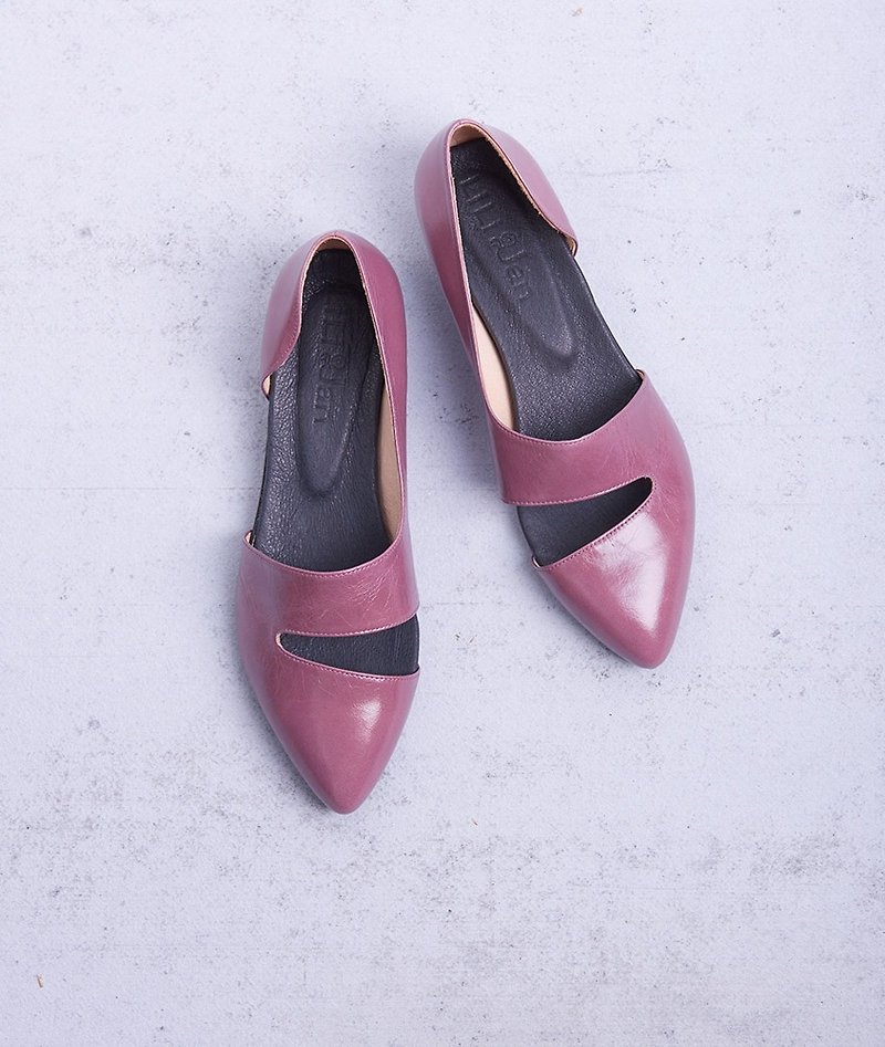 [Atypical fashion] Kailuan personality low heel shoes _ Mandala oil purple (Yu 25) - รองเท้ารัดส้น - หนังแท้ สีม่วง