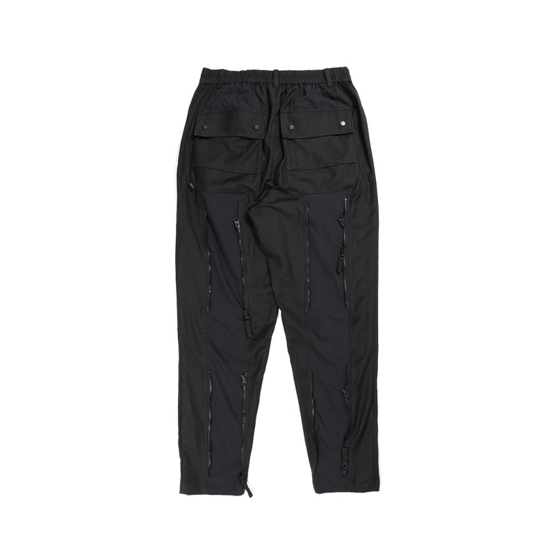 oqLiq - Nature Blessing - Classic Punk Back Adjustment Zip Trousers (Black) - กางเกงขายาว - วัสดุอื่นๆ สีดำ