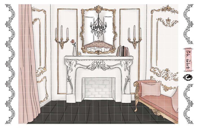 Elegant living room (blue lion) (suyeon) - 貼紙 - 紙 多色