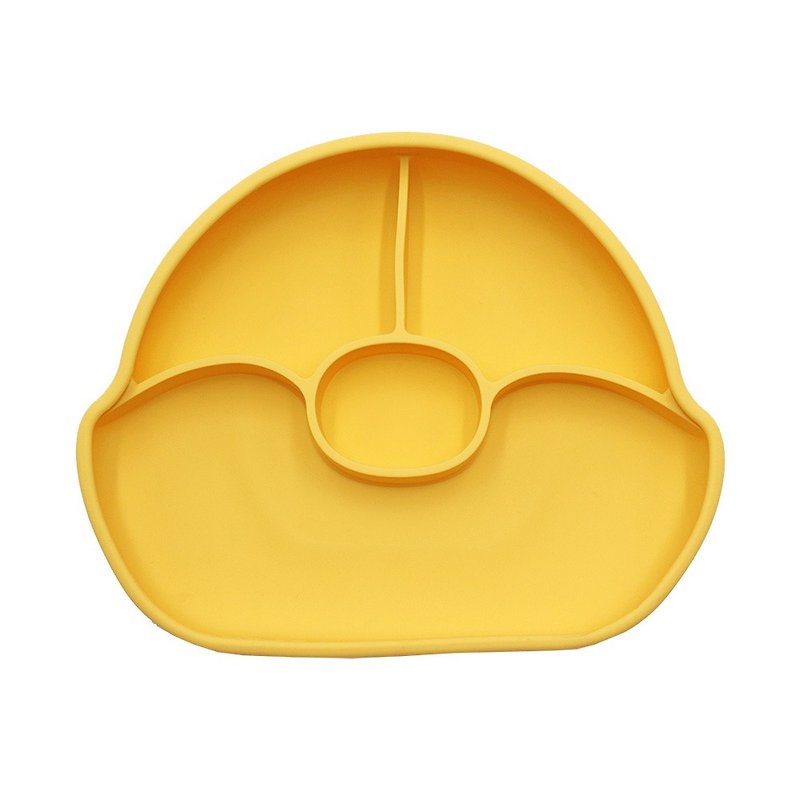 (台灣製造,專利設計) Farandole Mat 不翻盤(分格) - 黃 - 兒童餐具/餐盤 - 矽膠 黃色