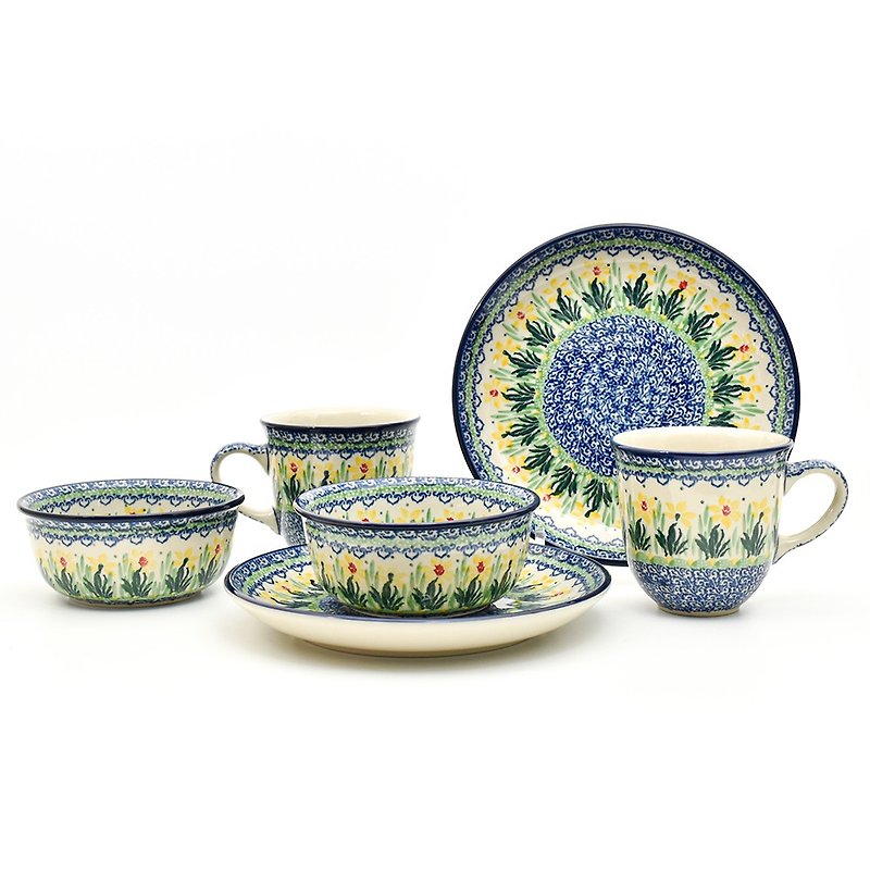Polish handmade pottery double mug set of 6 pieces - Plates & Trays - Pottery 