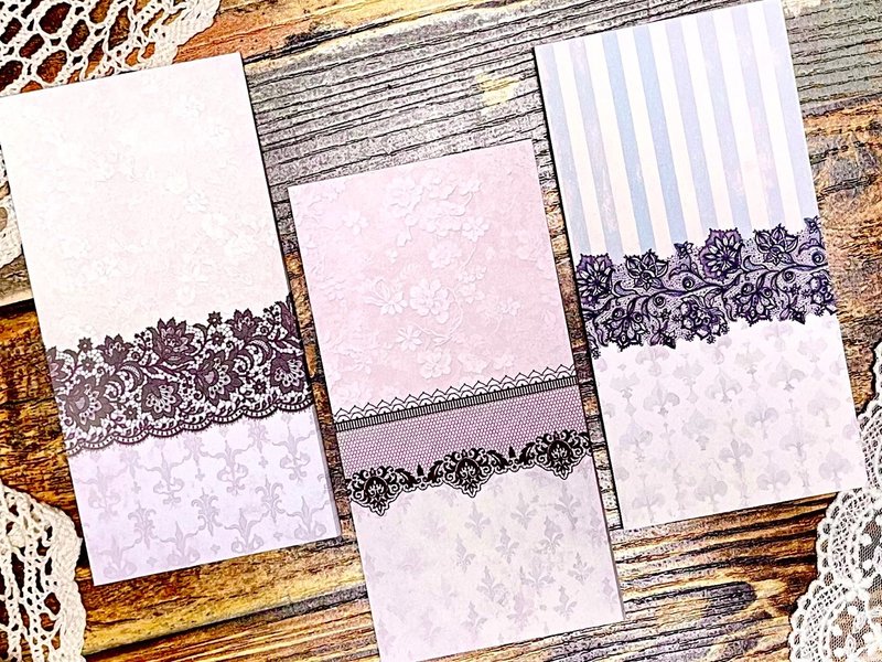 (art memo pack 3 types SET) vintage flower lace - Sticky Notes & Notepads - Paper Multicolor