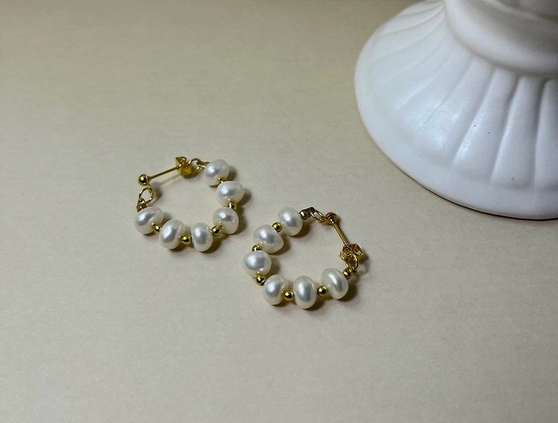 Pearl hoop earrings - Earrings & Clip-ons - Pearl 