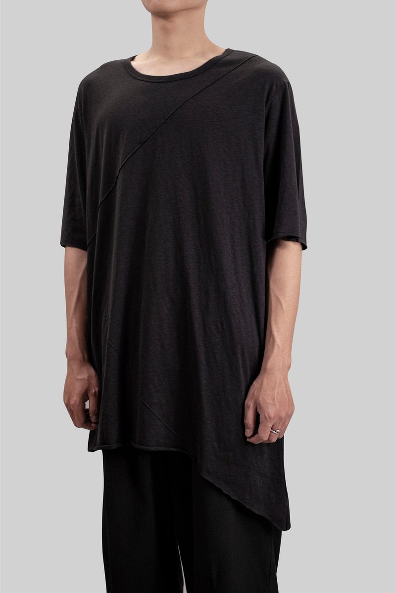 スプライスティー - Tシャツ メンズ - コットン・麻 ブラック