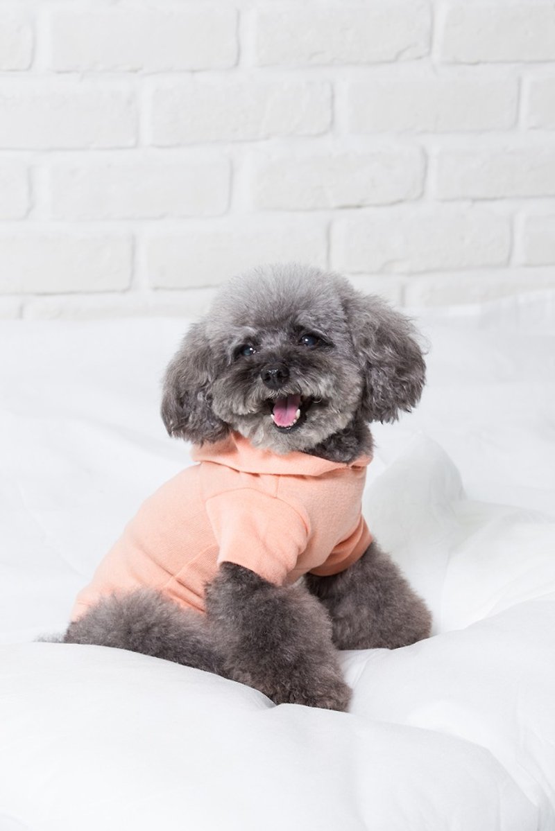 [Tail] with me hooded pet clothing section peach pink colors - ชุดสัตว์เลี้ยง - ผ้าฝ้าย/ผ้าลินิน 