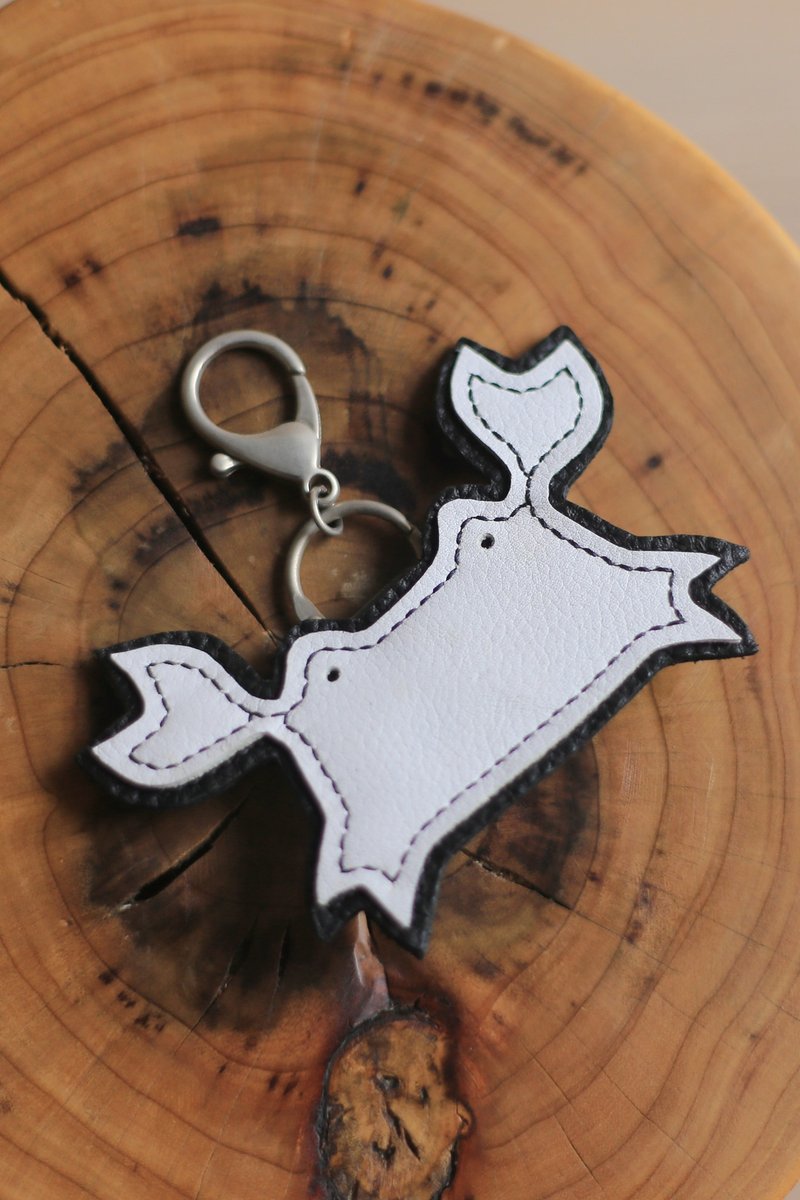 Genuine Leather Series | Original Design | Entirely Hand-Stitched | Crab | Keychain Charm | Custom Order - Charms - Genuine Leather White