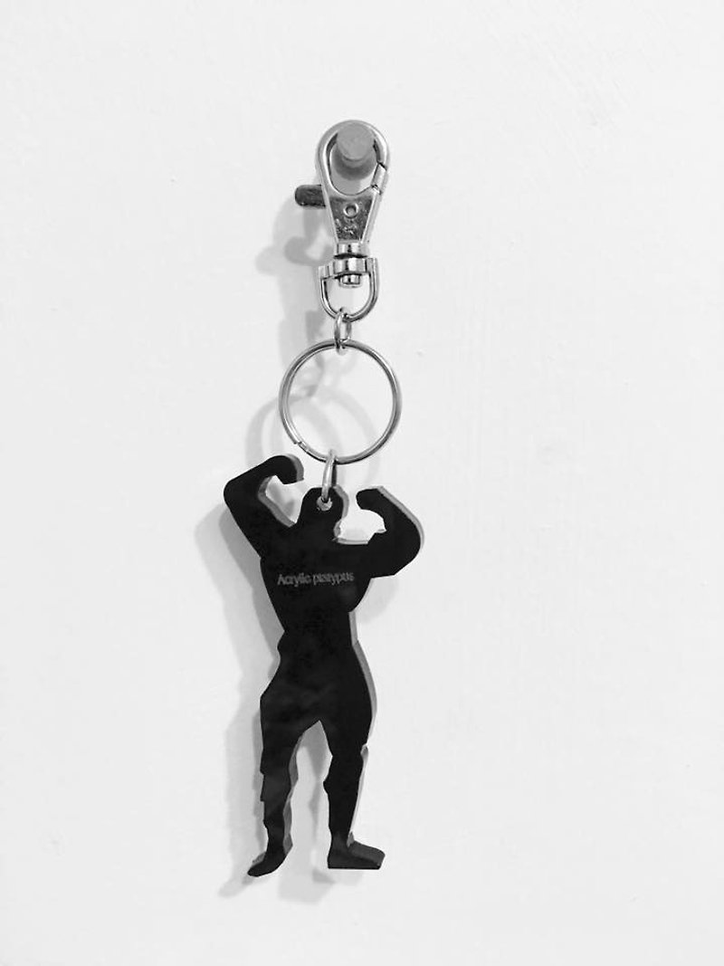 Muscular man necklace/key ring/dual-use\Add a postcard for dogs and cats - Necklaces - Acrylic Black