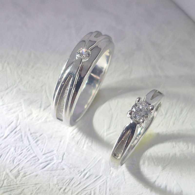 【比法一生】純銀情侶對戒—交會之光  純銀925手作飾品 - 對戒 - 銀 銀色