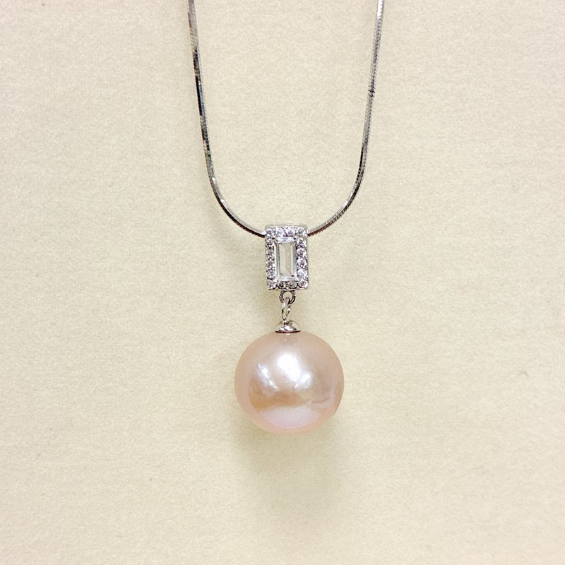 Edith & Jaz • 淡水珍珠純銀鋯石吊墜(A) - 吊飾/掛飾 - 珍珠 粉紅色