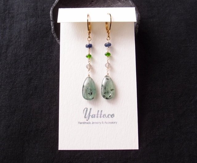 GP】Green Kyanite Long Earrings グリーンカイヤナイト ロング