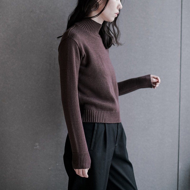 Chocolate brown retro cover meat small wool sweater autumn and winter high collar bottoming shirt Slim warm colored optional good you take the shirt I've been called get up! Trembling Select phobia I can not help you ~ | Fan Tata vitatha independent de - Women's Sweaters - Wool Brown