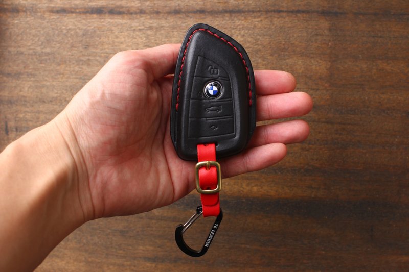茶皮 BMW 寶馬汽車鑰匙皮套 刀鋒 G30 G20 G21 X1 X5 X6 客製化 - 鎖匙扣/鎖匙包 - 真皮 