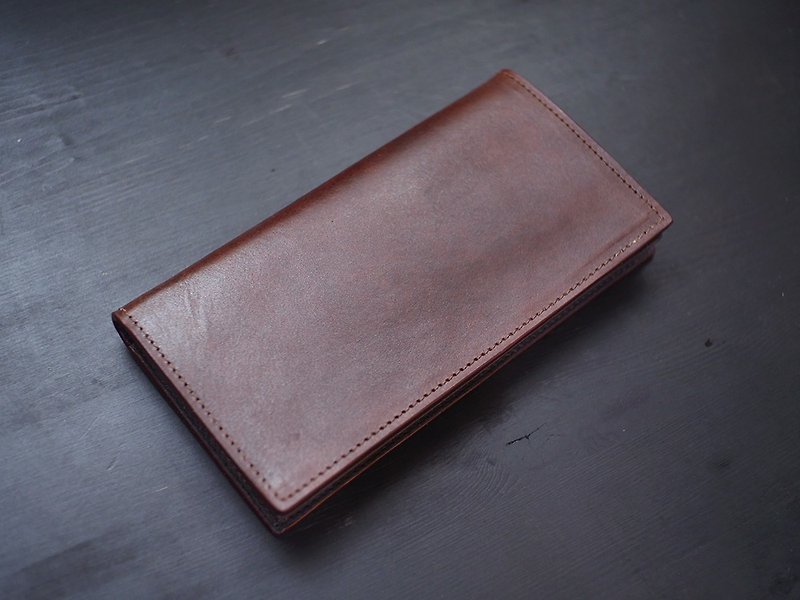 [Hand-dyed series] [Vegetable tanned leather long clip] Brown leather long clip