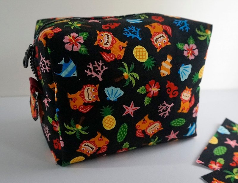 Marine pattern print cosmetic bag storage bag - Toiletry Bags & Pouches - Cotton & Hemp Multicolor