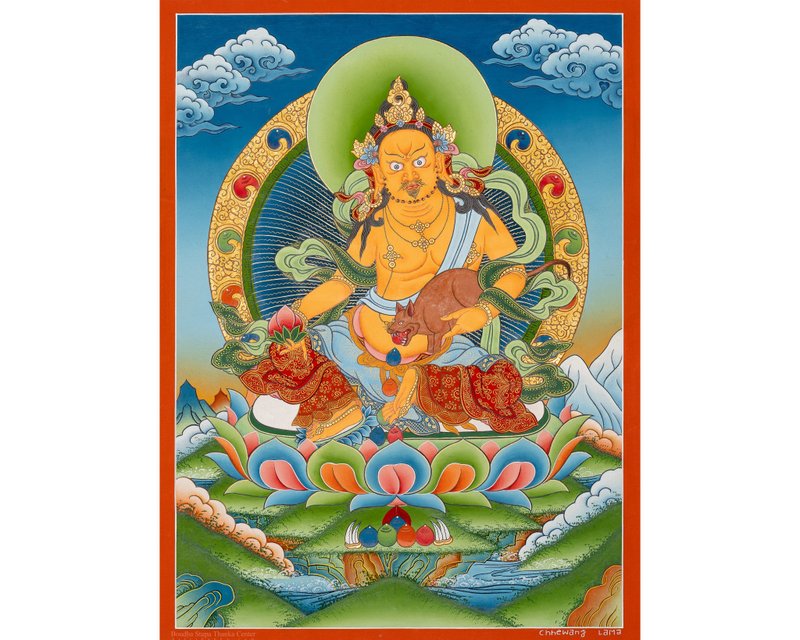 佛教財寶天王唐卡 | 財富之神 - 壁貼/牆壁裝飾 - 其他材質 多色