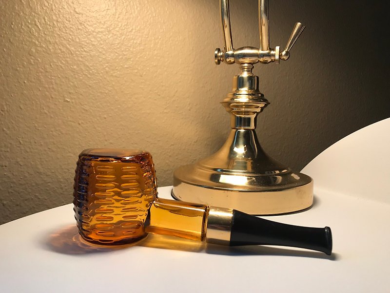 Cologne bottle tobacco pipe - Items for Display - Glass Brown