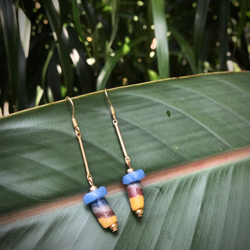 [SISIRE | Southern Lighthouse] South African colored glaze old bead earrings, characteristic earrings, ethnic style jewelry - ต่างหู - วัสดุอื่นๆ 