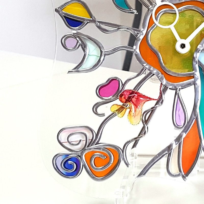 Glass art Wall hanging clock  Tinker Bell - 時計 - アクリル 多色