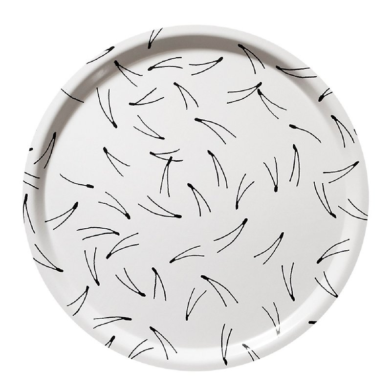 Round Tray-BARR TRAY, WHITE/BLACK (38cm) - Serving Trays & Cutting Boards - Wood White