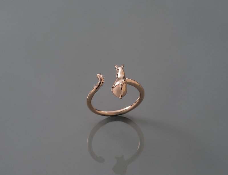 Frankness Original 18k Rose Gold Cat Ring - Sterling Silver / Rose Gold / Handmade / Gift / Customization - แหวนทั่วไป - โลหะ สีทอง