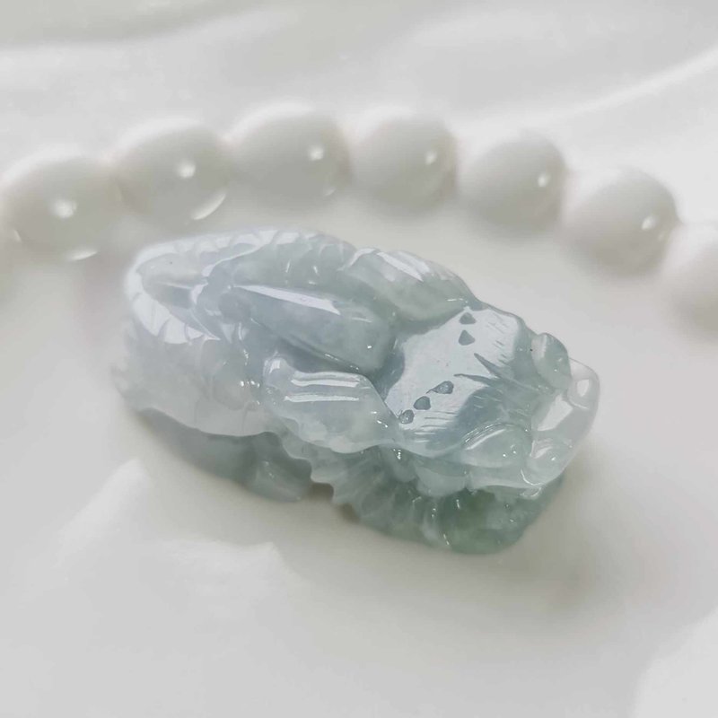 Ice Blue Purple Feitian Lucky Pixiu | Natural Burmese Jade A Grade Jadeite - สร้อยคอ - หยก 