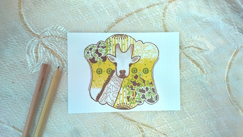 <Animals in the Secret Land>Giraffes are always dreaming postcard - Cards & Postcards - Paper 
