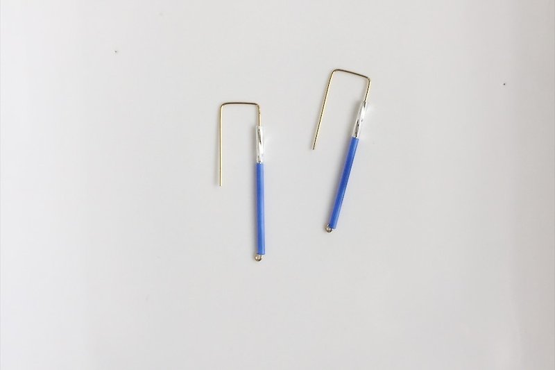 Simply Blue brass styled earrings - ต่างหู - เครื่องเพชรพลอย สีน้ำเงิน