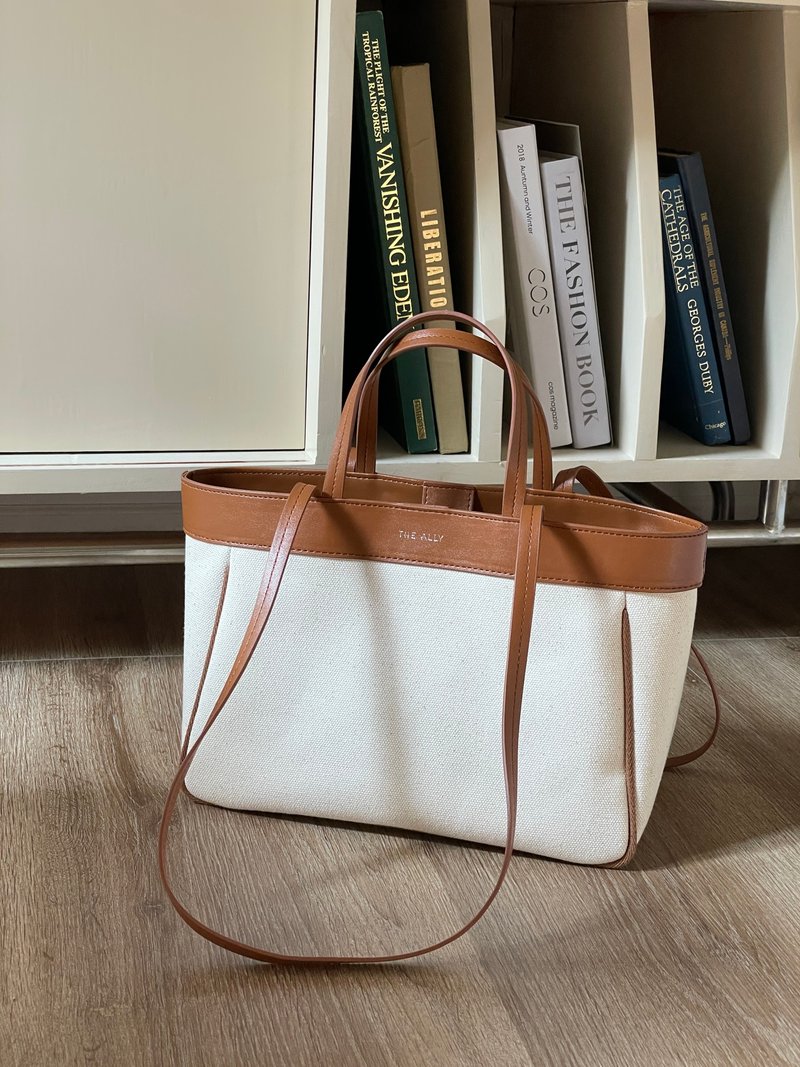 韓國 The Ally | ANNA BAG | 棕色 | 手袋 單肩包 - 手提包/手提袋 - 棉．麻 咖啡色